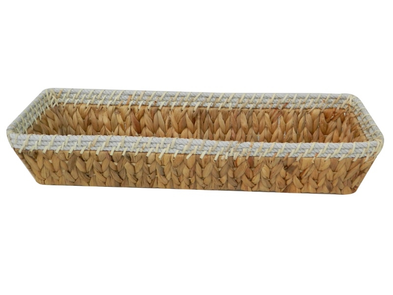Exquisite Water Hyacinth Rectangular Basket with Rope Rim - Handwoven Storage Solution